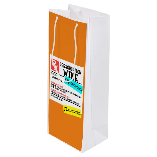 Funny Prescription Wine Warning Label Persoonlijk Wijn Cadeautas (Voorkant Gekanteld)