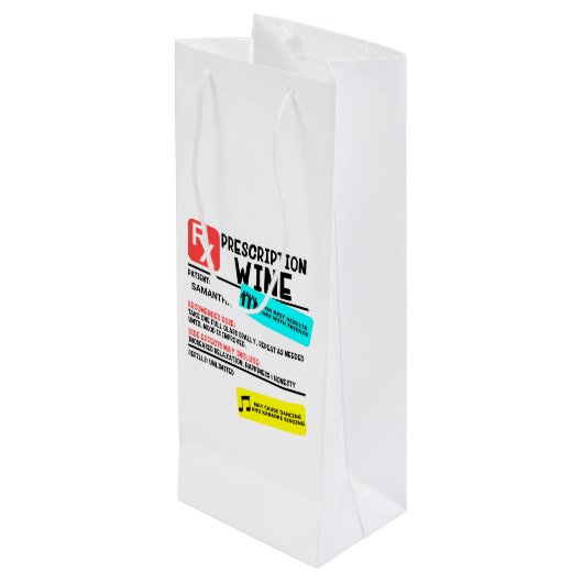 Funny Prescription Wine Warning Label Persoonlijk Wijn Cadeautas (Achterkant Gekanteld)