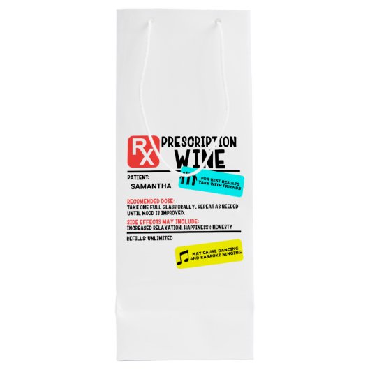 Funny Prescription Wine Warning Label Persoonlijk Wijn Cadeautas (Achterkant)