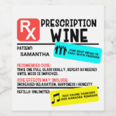 Funny Prescription Wine Warning Label Persoonlijk Wijn Etiket (Enkel label)