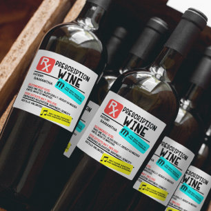 Funny Prescription Wine Warning Label Persoonlijk Wijn Etiket