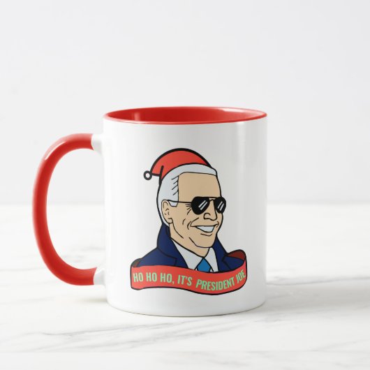 Funny President Joe Biden-Mok kerstkoffie Mok (Links)