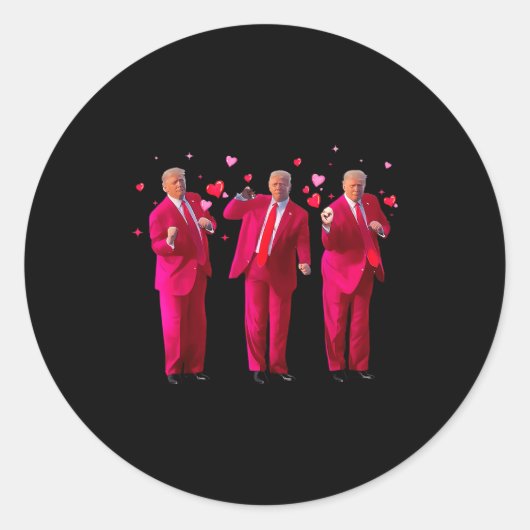 Funny President Trump Dancing Donald Trump Heart V Ronde Sticker (Voorkant)
