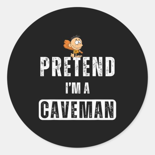 Funny Pretend I'm A Caveman Costume Halloween Easy Ronde Sticker (Voorkant)