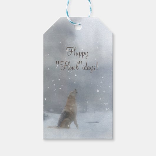Funny Prettige feestdagen Gift Labels met Wolf en Cadeaulabel (Voorkant)