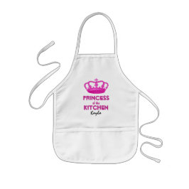 Funny Princess of the Kitchen Crown Custom Name 4 Kinder Schort