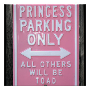 Funny Princess Parking Only-teken Perfect Poster