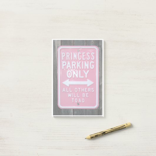 Funny Princess Parking Only-teken Post-it® Notes (Op bureau)