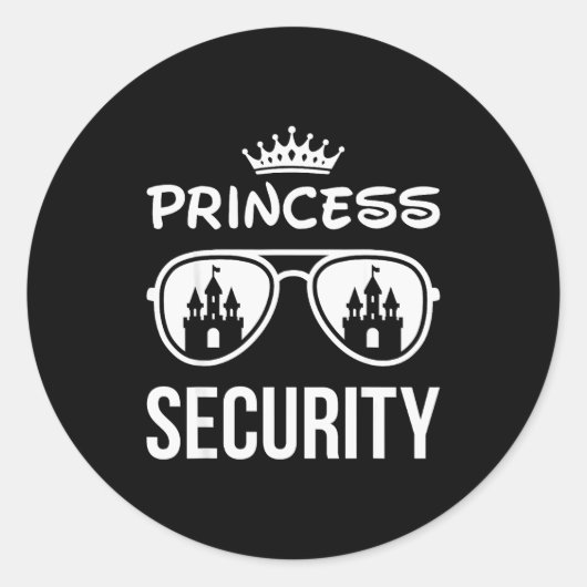 Funny Princess Security Design Castle Sungles Fami Ronde Sticker (Voorkant)