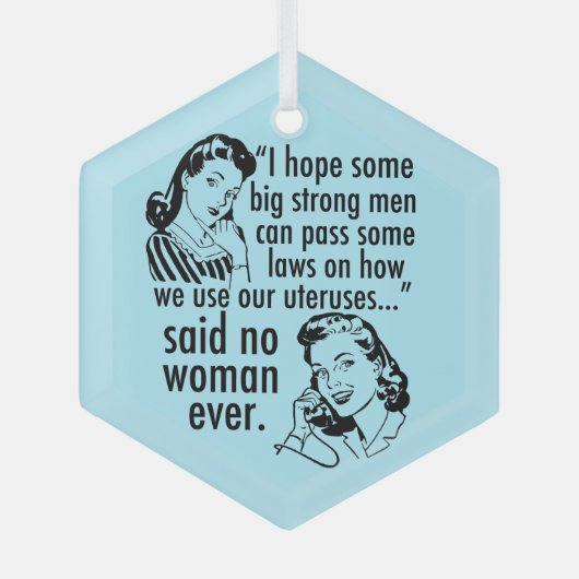 Funny Pro Choice Retro Feminist Women Kerstmis Glas Ornament (Voorkant)