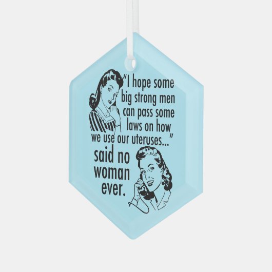 Funny Pro Choice Retro Feminist Women Kerstmis Glas Ornament (Voorkant links)