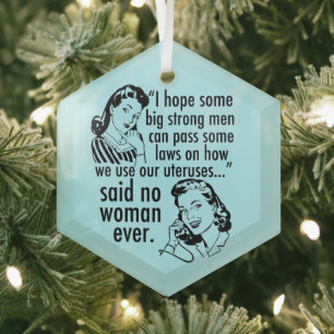 Funny Pro Choice Retro Feminist Women Kerstmis Glas Ornament