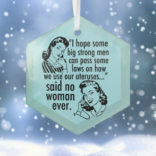 Funny Pro Choice Retro Feminist Women Kerstmis Glas Ornament