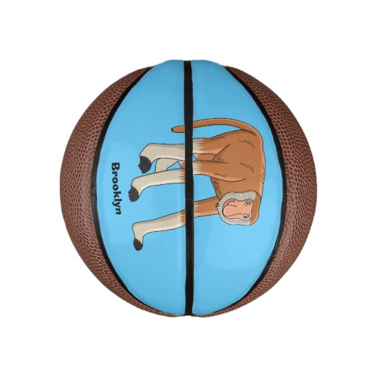 Funny proboscis aap cartoon afbeelding basketbal (Verticaal)