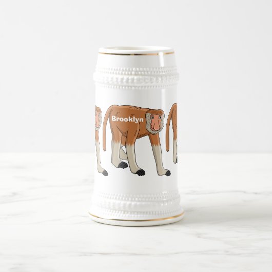 Funny proboscis aap cartoon afbeelding bierpul (Center)