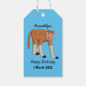 Funny proboscis aap cartoon afbeelding cadeaulabel (Achterkant)