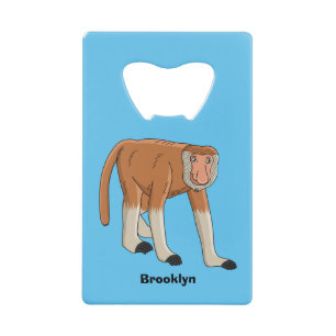 Funny proboscis aap cartoon afbeelding creditkaart flessenopener