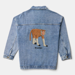 Funny proboscis aap cartoon afbeelding denim jacket