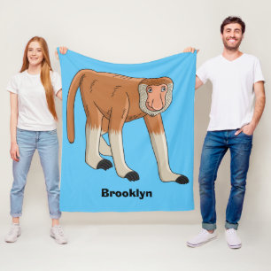 Funny proboscis aap cartoon afbeelding fleece deken