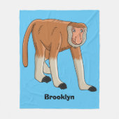 Funny proboscis aap cartoon afbeelding fleece deken (Voorkant)