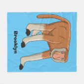 Funny proboscis aap cartoon afbeelding fleece deken (Voorkant (Horizontaal))