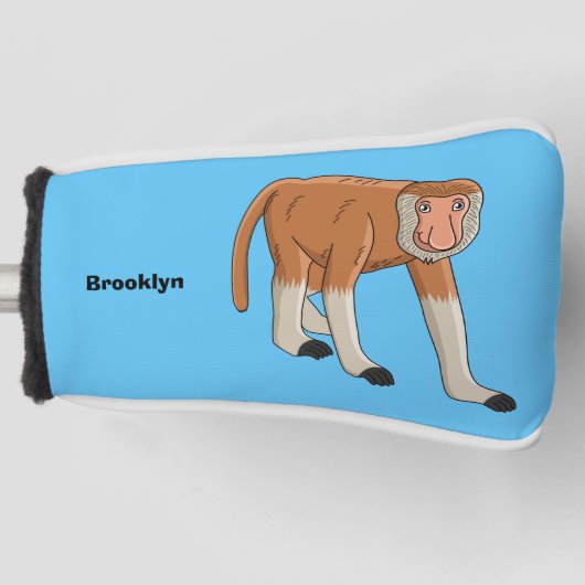 Funny proboscis aap cartoon afbeelding golfheadcover (Voorkant)