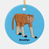 Funny proboscis aap cartoon afbeelding keramisch ornament (Voorkant)