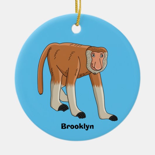 Funny proboscis aap cartoon afbeelding keramisch ornament (Voorkant)