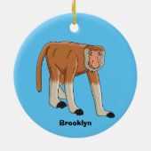 Funny proboscis aap cartoon afbeelding keramisch ornament (Achterkant)