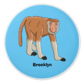 Funny proboscis aap cartoon afbeelding keramische knop (Voorkant)