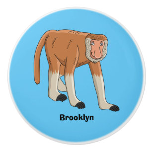 Funny proboscis aap cartoon afbeelding keramische knop
