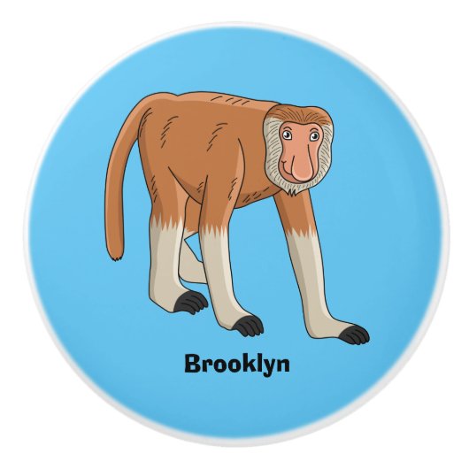 Funny proboscis aap cartoon afbeelding keramische knop (Voorkant)