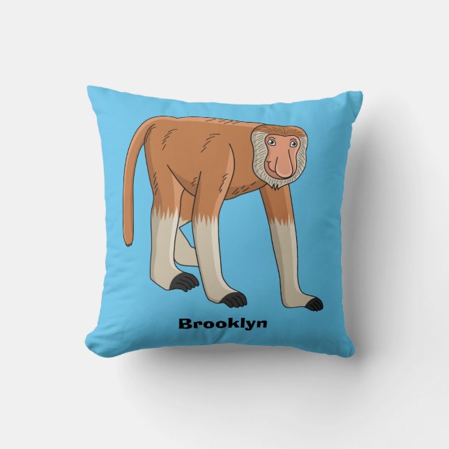 Funny proboscis aap cartoon afbeelding kussen (Voorkant)