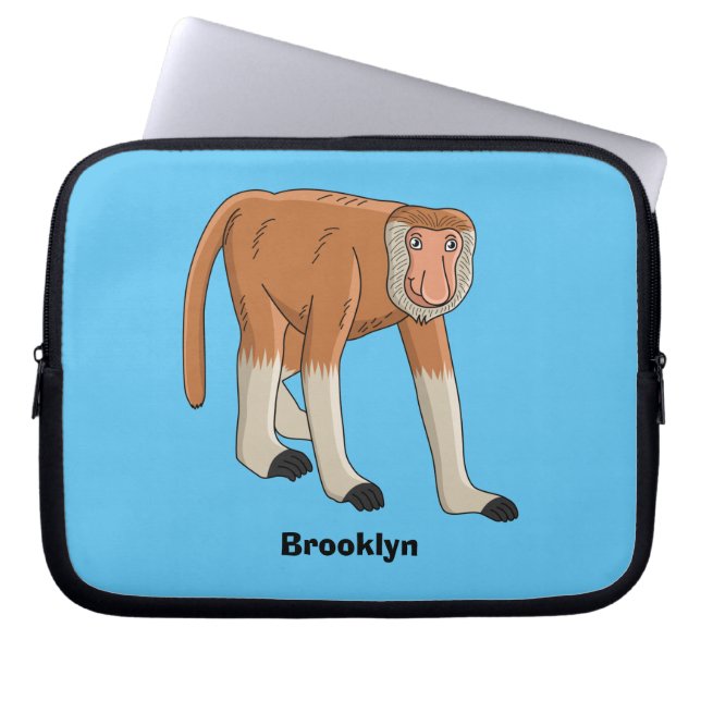 Funny proboscis aap cartoon afbeelding laptop sleeve (Voorkant)