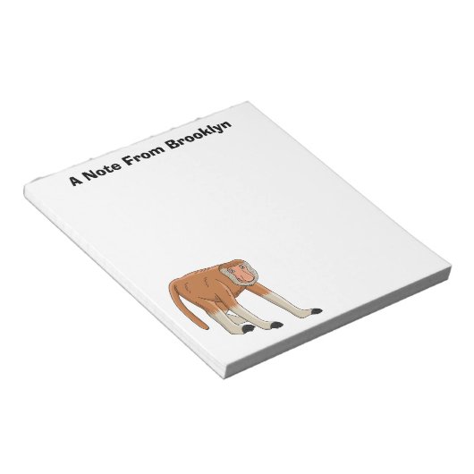 Funny proboscis aap cartoon afbeelding notitieblok (Schuin)