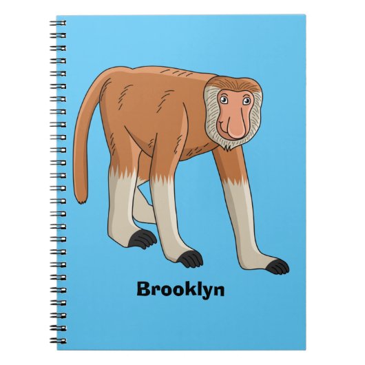 Funny proboscis aap cartoon afbeelding notitieboek (Voorkant)