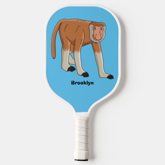 Funny proboscis aap cartoon afbeelding pickleball paddle (Achterkant)