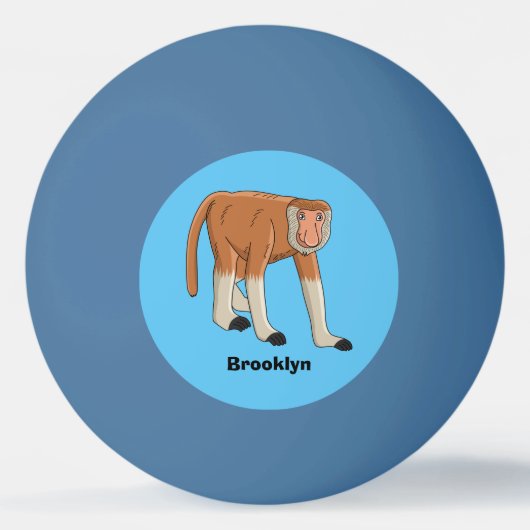 Funny proboscis aap cartoon afbeelding pingpongbal (Achterkant)