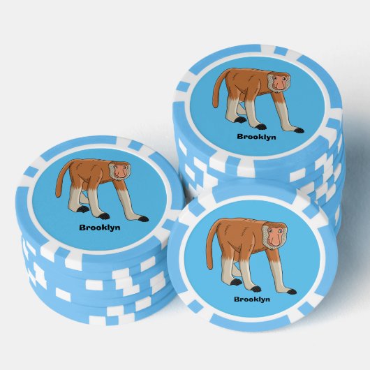 Funny proboscis aap cartoon afbeelding poker chips (Opstapeling)