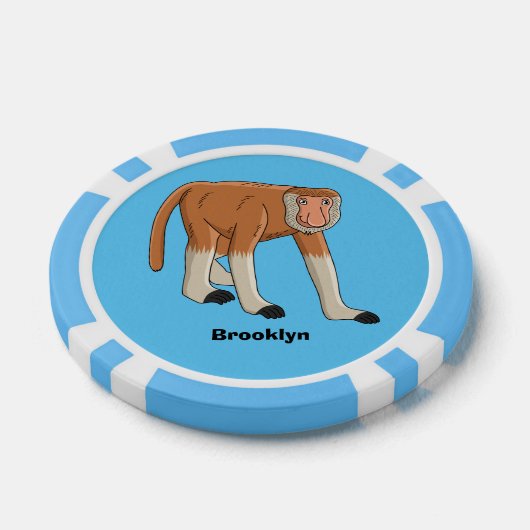 Funny proboscis aap cartoon afbeelding poker chips (Enkel)