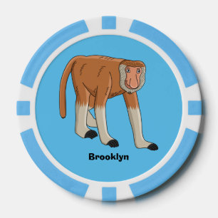 Funny proboscis aap cartoon afbeelding poker chips