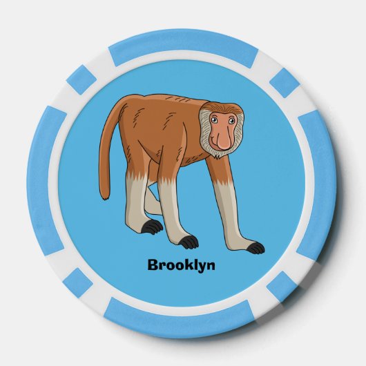 Funny proboscis aap cartoon afbeelding poker chips (Achterkant)