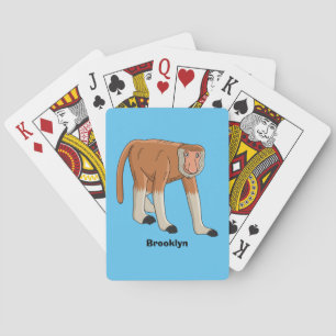 Funny proboscis aap cartoon afbeelding pokerkaarten