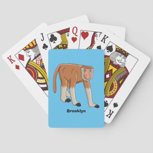 Funny proboscis aap cartoon afbeelding pokerkaarten (Achterkant)