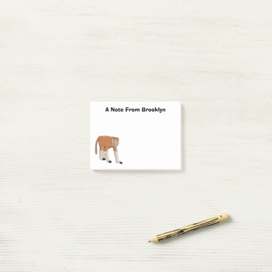 Funny proboscis aap cartoon afbeelding post-it® notes (Op bureau)