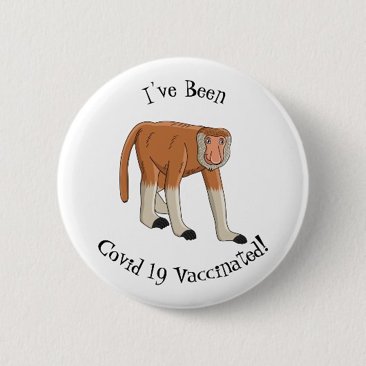 Funny proboscis aap cartoon afbeelding ronde button 5,7 cm (Voorkant)