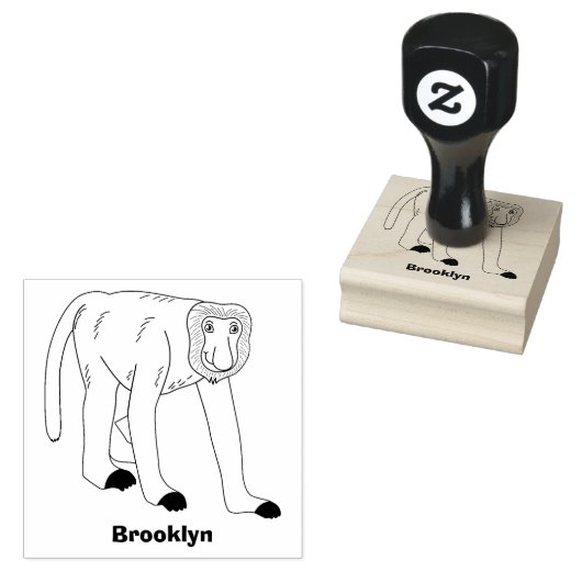 Funny proboscis aap cartoon afbeelding rubberstempel (Gestempeld)