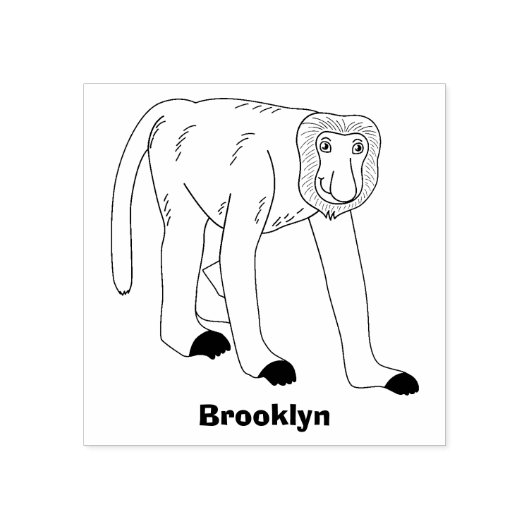 Funny proboscis aap cartoon afbeelding rubberstempel (Afrduk)