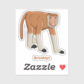 Funny proboscis aap cartoon afbeelding sticker (Vel)
