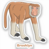 Funny proboscis aap cartoon afbeelding sticker (Voorkant)